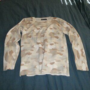 Marks & Spencer Camo Crew Neck Sweater | Neutral Army Print | Size M